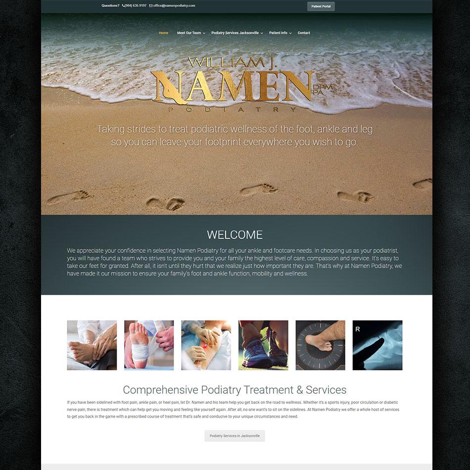 Wesbite screenshot and link to preview the website of Dr. William J. Namen, a podiatrist serving Jacksonville, FL.