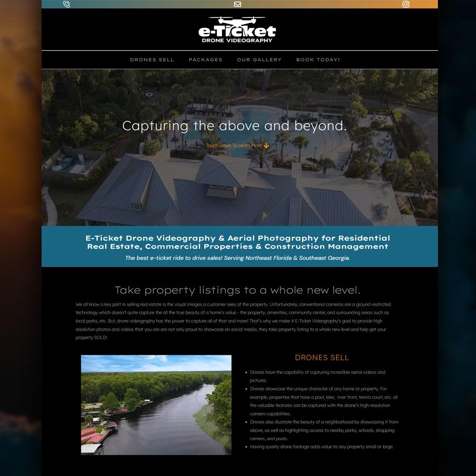 e-Ticket Drone of Jacksonville, FL site image and active link to their website.