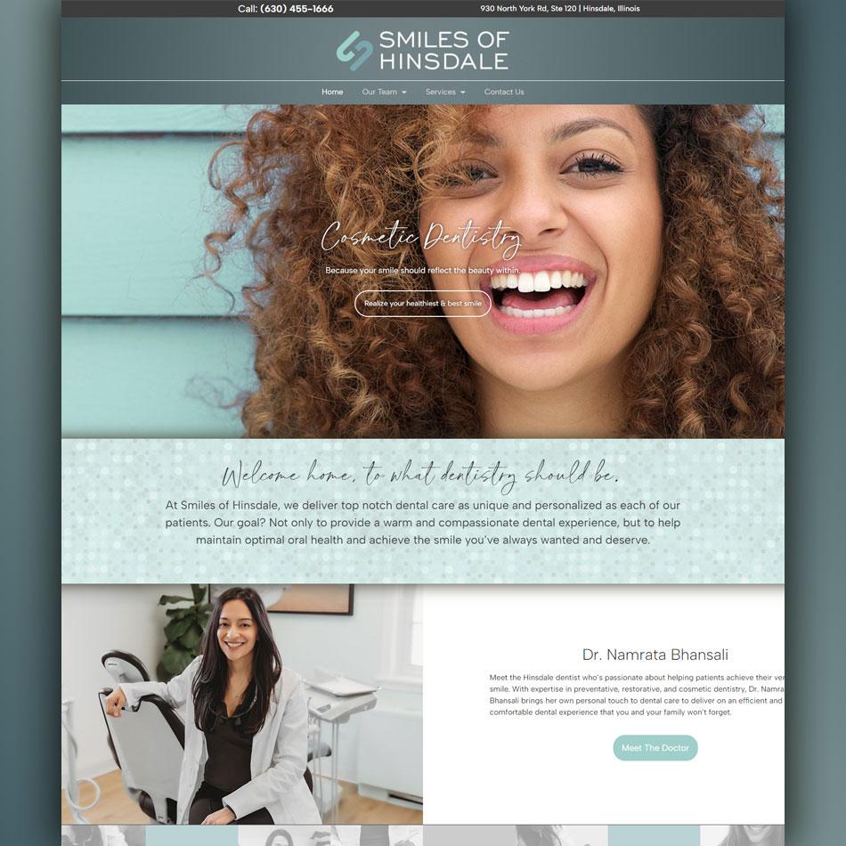 Image and website link for Smiles of Hinsdale, a general dentist in Hinsdale, Illinois.