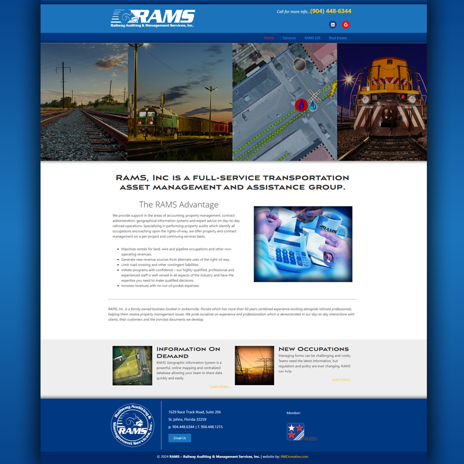 Screenshot and preview link to the Railway Auditing and Management Services Inc. website.