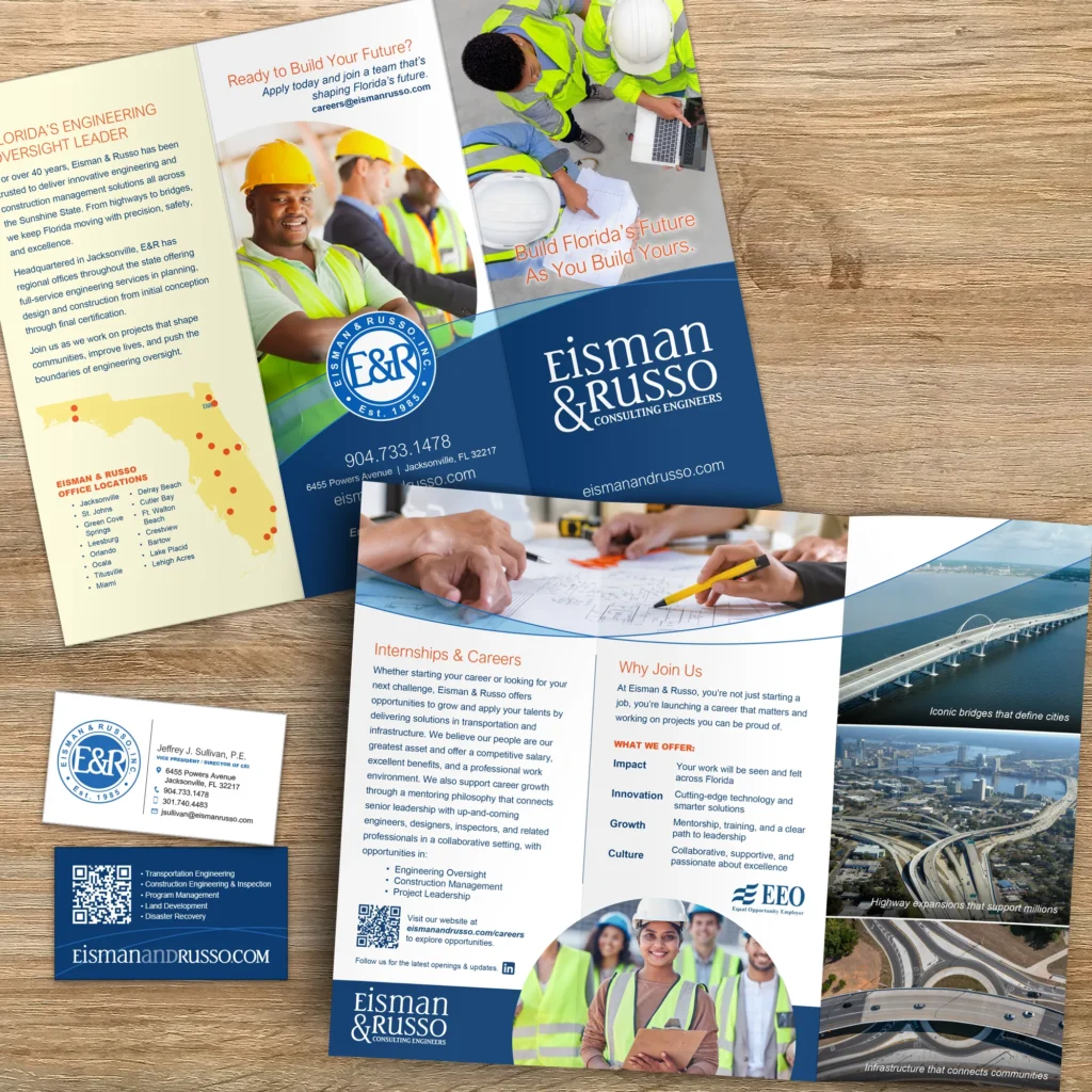 Brochure design for Jacksonville-based engineering firm Eisman & Russo.
