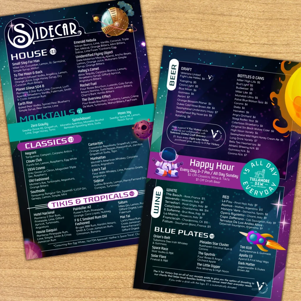V-Pizza Sidecar menu design by INKO.